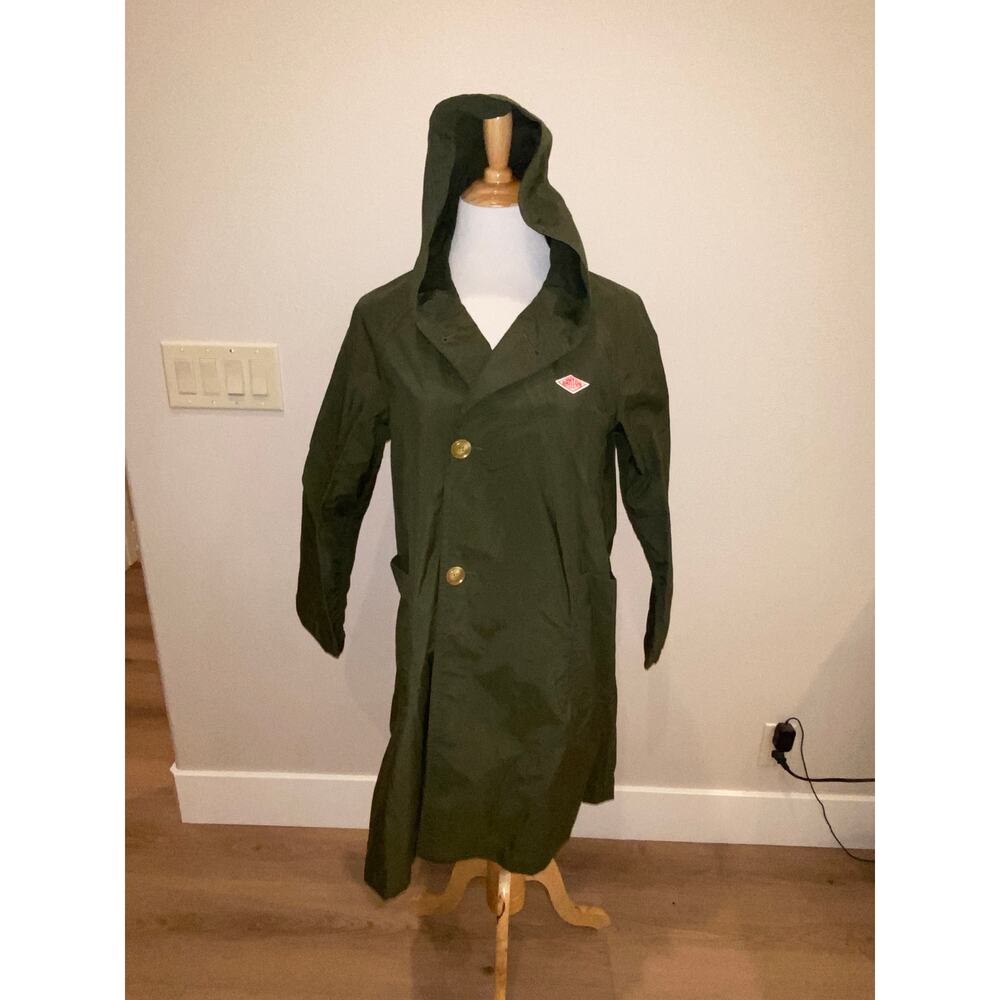 DANTON Nylon Taffeta Hooded Coat Green Waterproof Windbreaker Size 34 XS